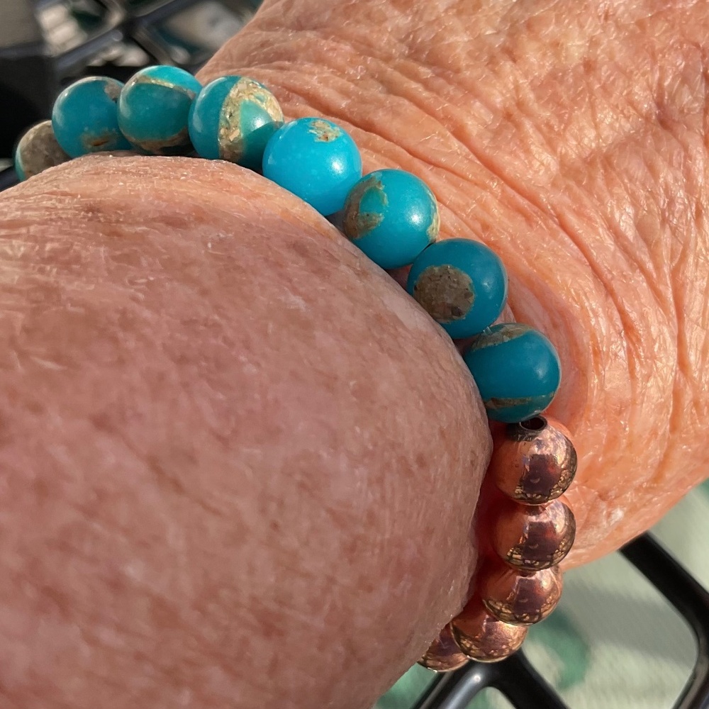 Artisan made Bracelet Copper and Turquoise Beads New - Picture 5 of 8